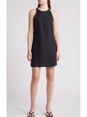 & Other Stories Black Cutaway Linen Minidress Size 12